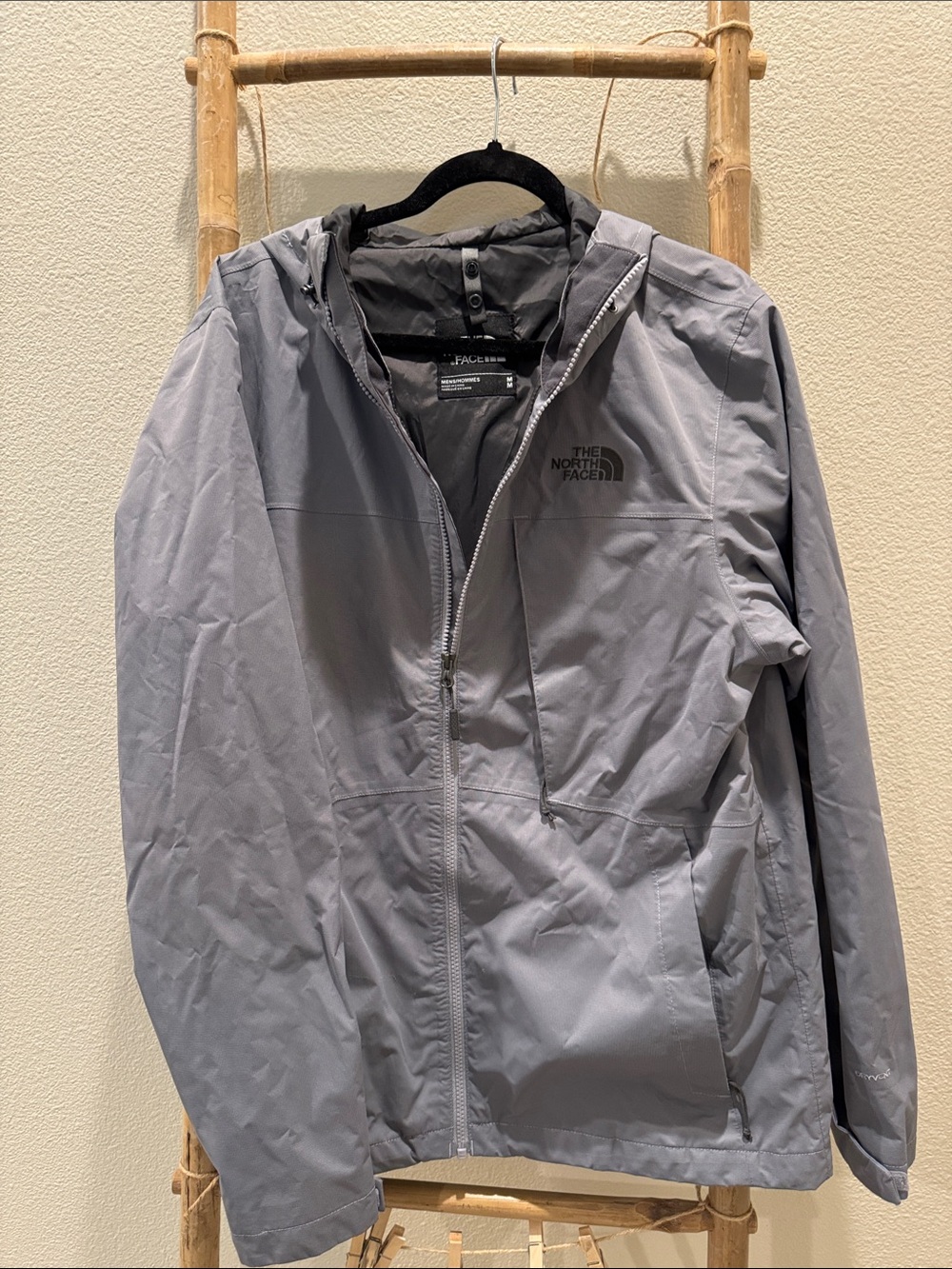 The North Face Men’s Light Gray Hooded Rain Jacket